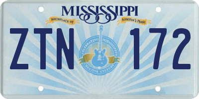 MS license plate ZTN172