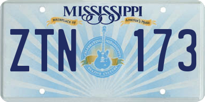 MS license plate ZTN173
