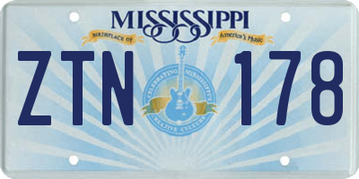 MS license plate ZTN178