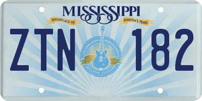 MS license plate ZTN182