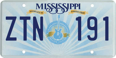 MS license plate ZTN191