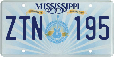 MS license plate ZTN195