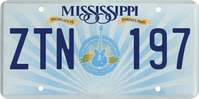 MS license plate ZTN197
