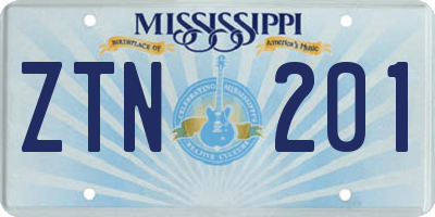 MS license plate ZTN201