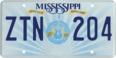 MS license plate ZTN204