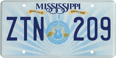 MS license plate ZTN209