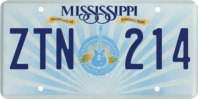 MS license plate ZTN214