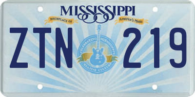 MS license plate ZTN219