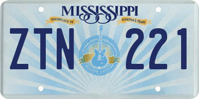 MS license plate ZTN221
