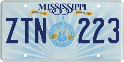 MS license plate ZTN223