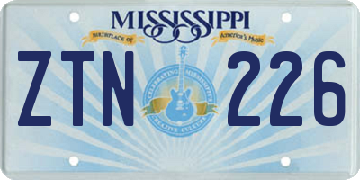 MS license plate ZTN226