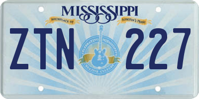 MS license plate ZTN227