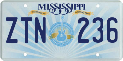 MS license plate ZTN236