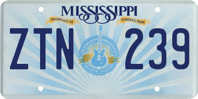 MS license plate ZTN239