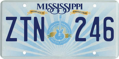 MS license plate ZTN246