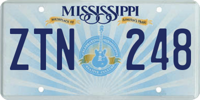 MS license plate ZTN248