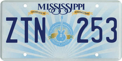 MS license plate ZTN253