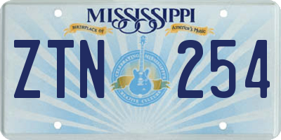 MS license plate ZTN254
