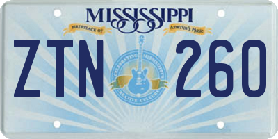 MS license plate ZTN260