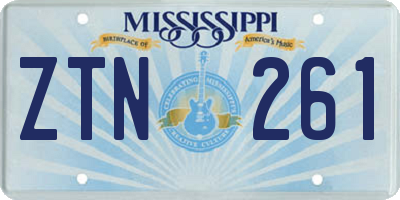 MS license plate ZTN261