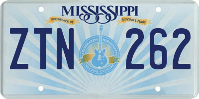MS license plate ZTN262