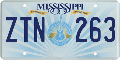 MS license plate ZTN263