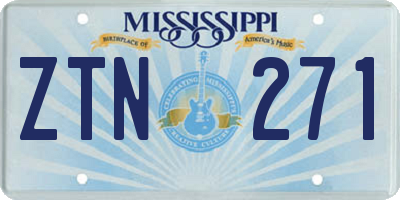 MS license plate ZTN271