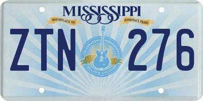 MS license plate ZTN276