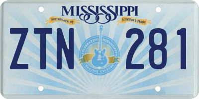 MS license plate ZTN281