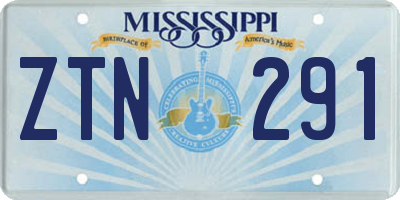 MS license plate ZTN291