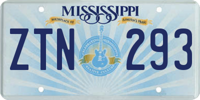 MS license plate ZTN293