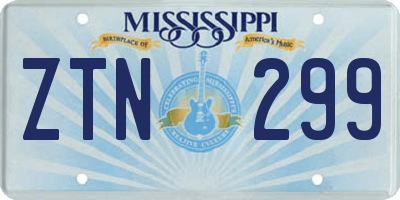 MS license plate ZTN299