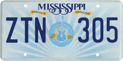 MS license plate ZTN305