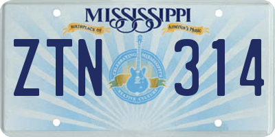 MS license plate ZTN314