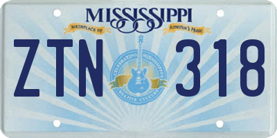 MS license plate ZTN318