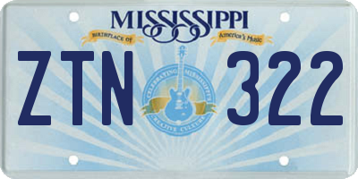 MS license plate ZTN322
