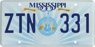 MS license plate ZTN331