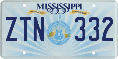 MS license plate ZTN332