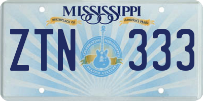 MS license plate ZTN333