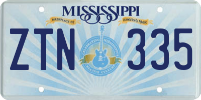 MS license plate ZTN335