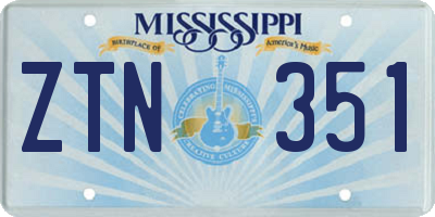 MS license plate ZTN351