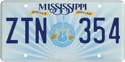 MS license plate ZTN354