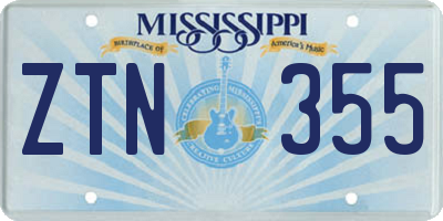 MS license plate ZTN355
