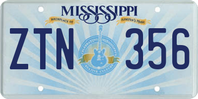MS license plate ZTN356