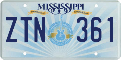 MS license plate ZTN361