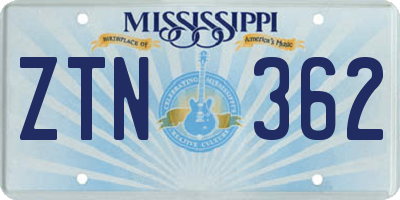 MS license plate ZTN362