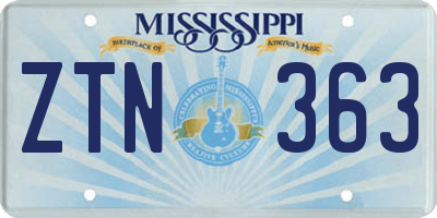 MS license plate ZTN363