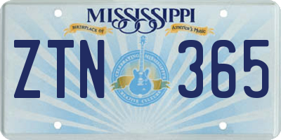 MS license plate ZTN365