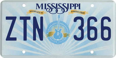 MS license plate ZTN366