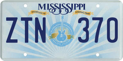 MS license plate ZTN370